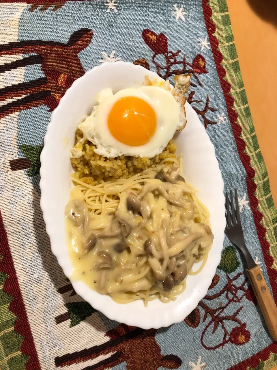 Snapdishの料理写真:カルボナーラ、ドライカレー|shinsさん