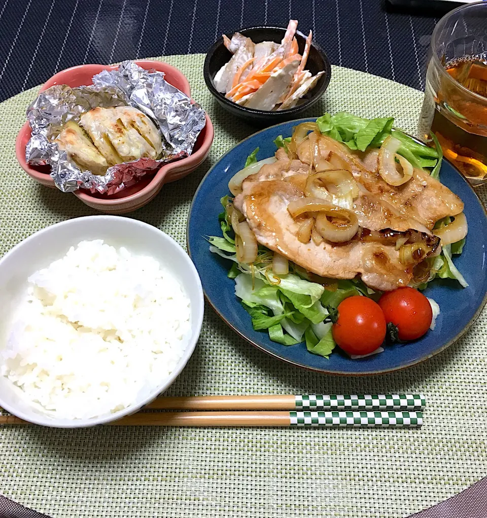 ・春雨たっぷり生姜焼き 
・ごぼうサラダ
・ハッセルバックポテト|ちぐあささん