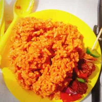 Snapdishの料理写真:Jollof rice and kebab #kebab #jollofrice|Maryam Baba Abubakarさん