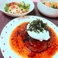 ハンバーグ
胡麻和え
れんこんとピーマンの炒め物|はっちんさん