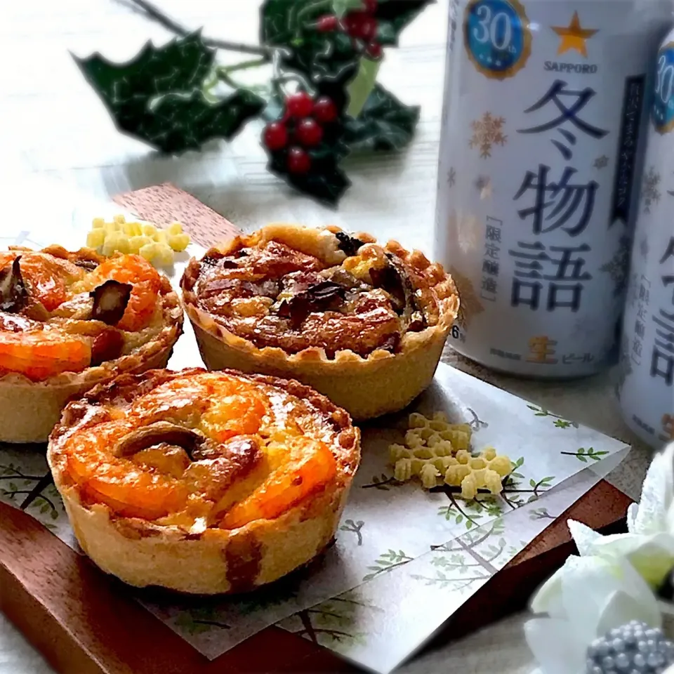 海老とキノコのごちそうキッシュ🎄|mocoさん