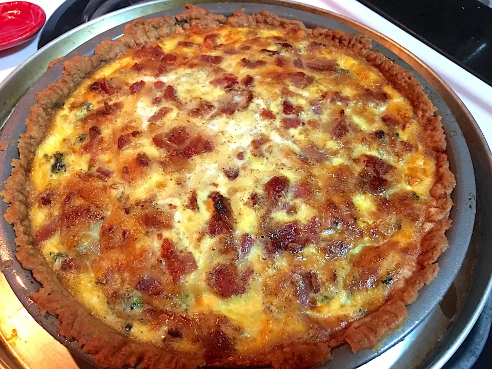 Spinach bacon swiss & gruyére egg quiche  #quiche|🌺IAnneさん