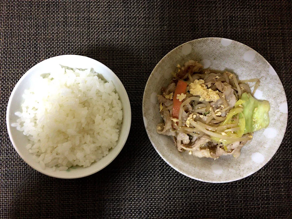 豚肉野菜玉子炒め(ハーフ)ご飯|ばーさんさん