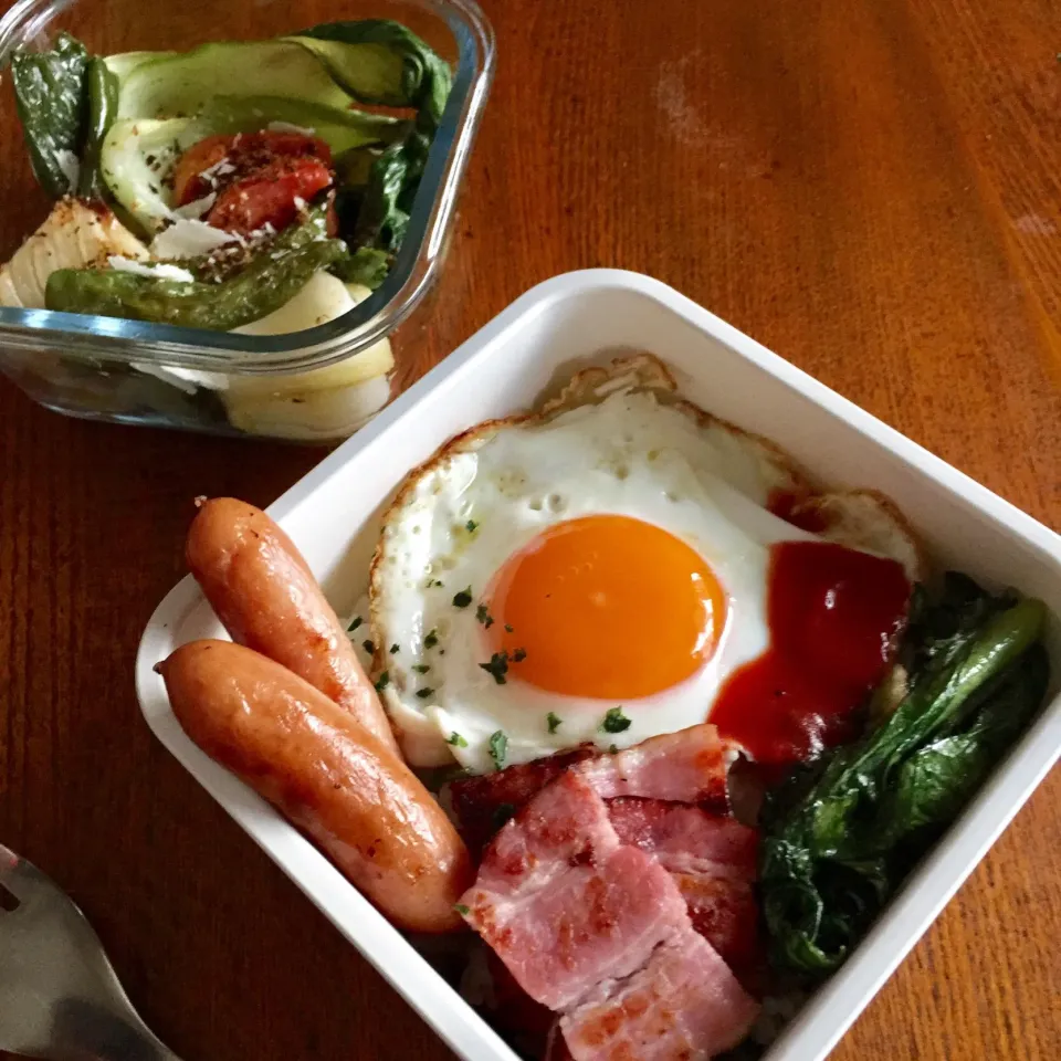 モーニングセット丼と野菜のグリル香草パン粉かけ|Kさん