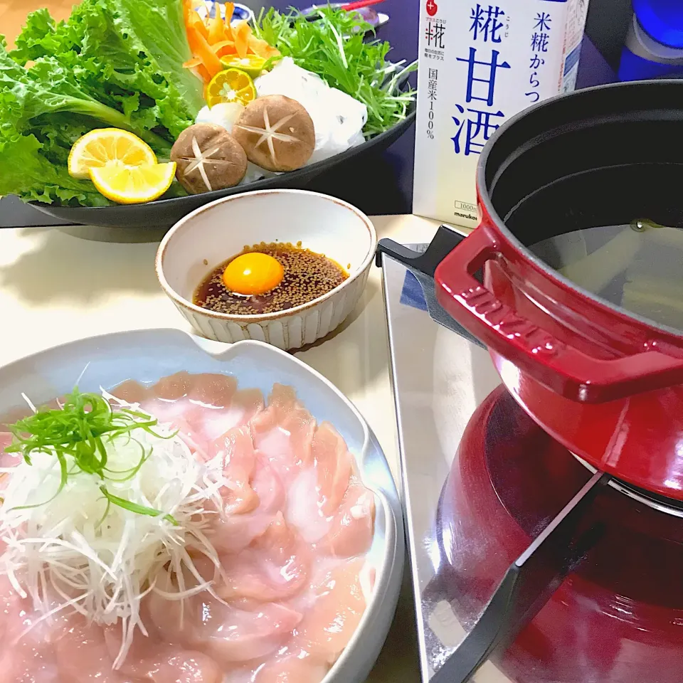 咲きちゃんさんの料理 鶏しゃぶ🐔黄身ぽんダレで|るん♪さん