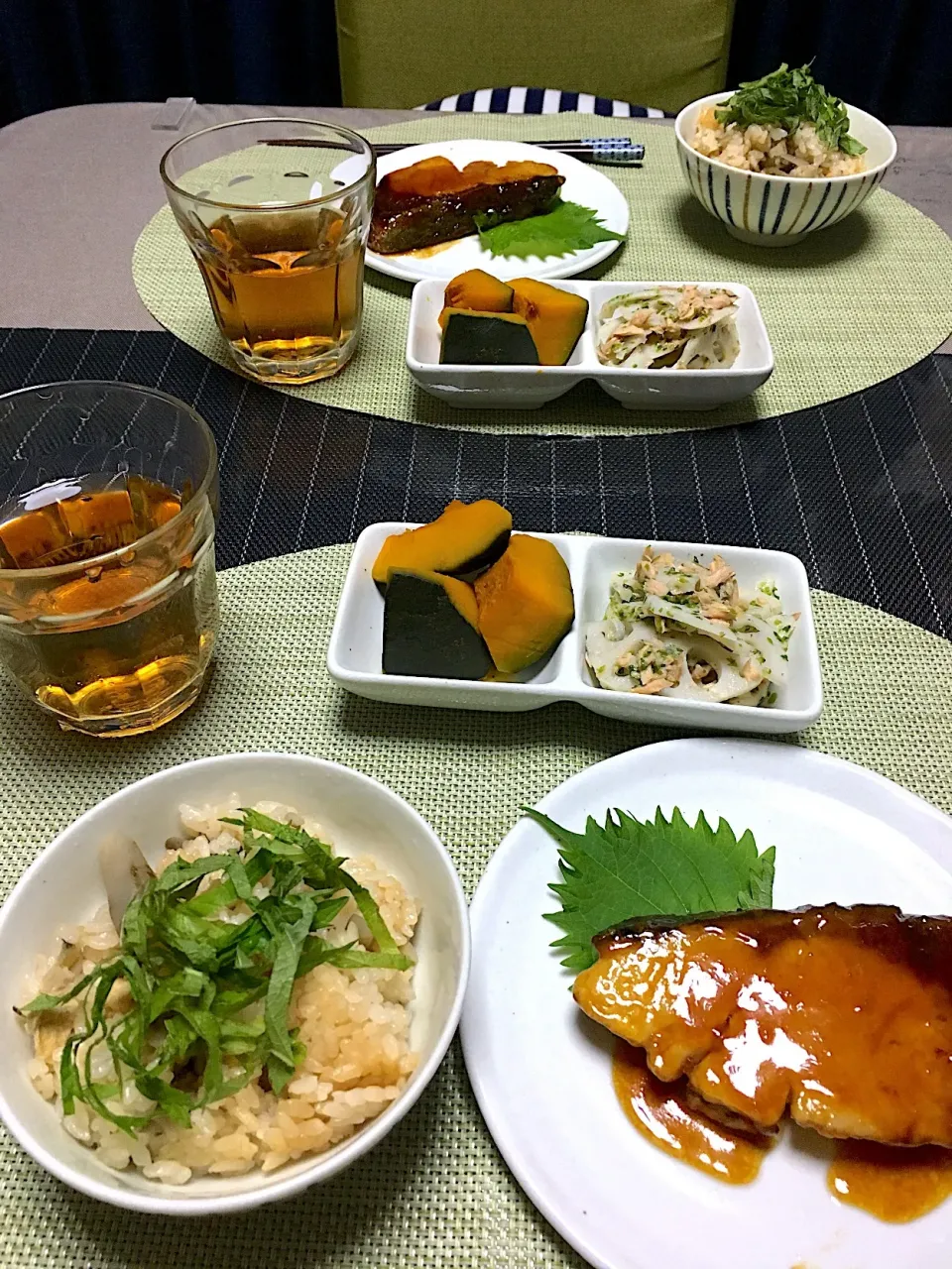 ・ごぼうの炊き込みご飯
・ぶりの照り焼き
・かぼちゃ煮
・レンコンのり塩サラダ|ちぐあささん