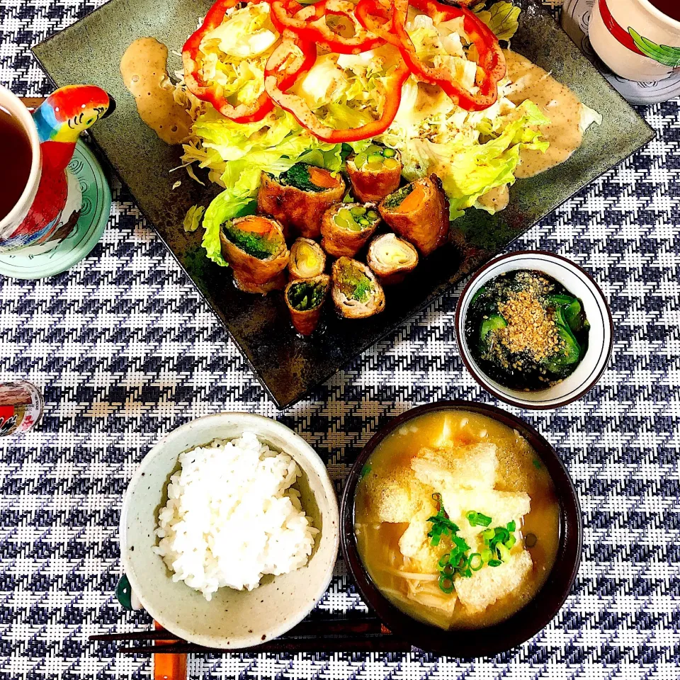 野菜もりもり肉巻き定食。|あかりす。さん