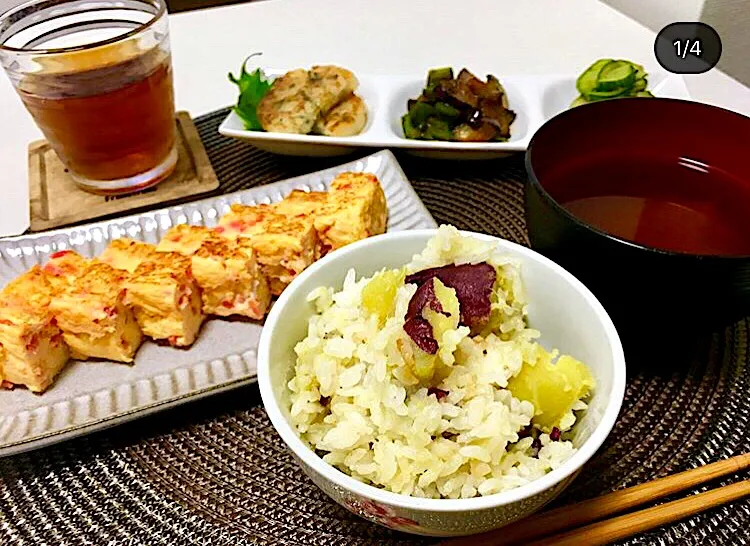 サツマイモの塩バターご飯
紅生姜の卵焼き|さっきんちょさん