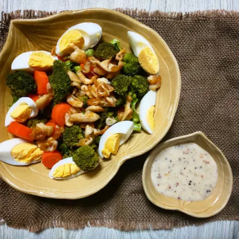 「毎日おいしい無調整豆乳1000ml」を使ってみたSnapdishの料理・レシピ写真:甘酒フレンチドレッシング風で温野菜サラダ