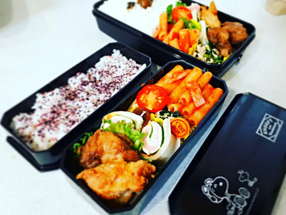 12/11お弁当
#マカロニナポリタン
 #小松菜とﾂﾅのおひたし
 #竹輪の大葉ハムチーズ巻き
 #スパイシーチキン|mogmoさん