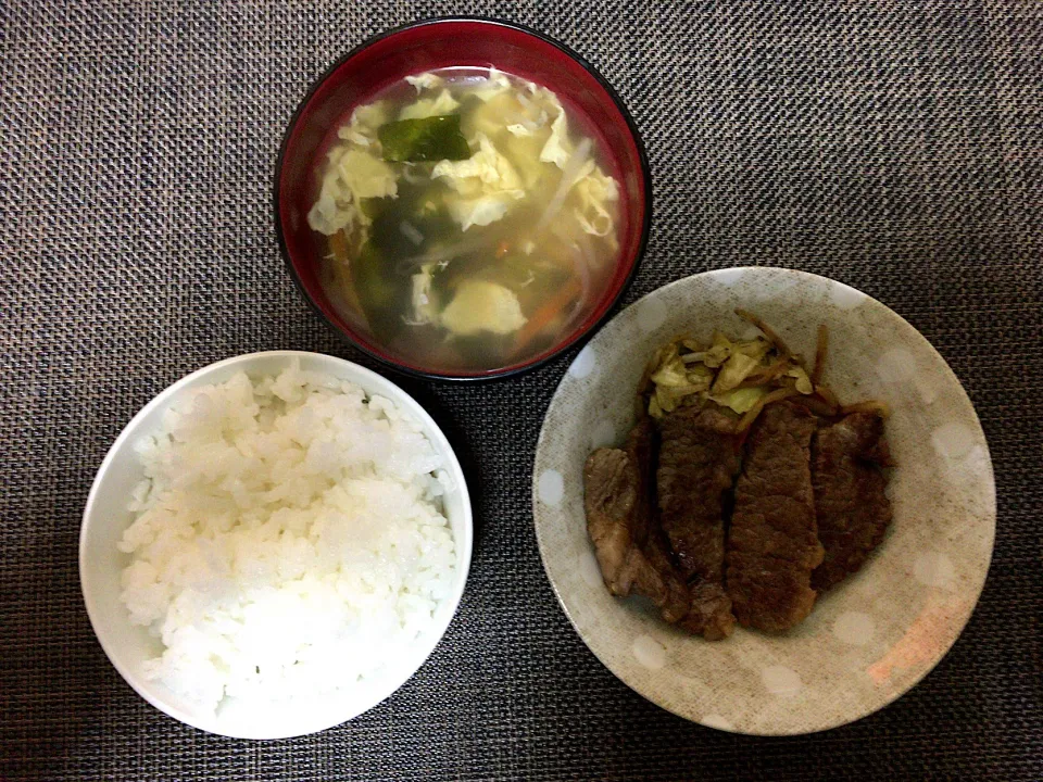 豚バラ焼肉(ハーフ)ご飯|ばーさんさん