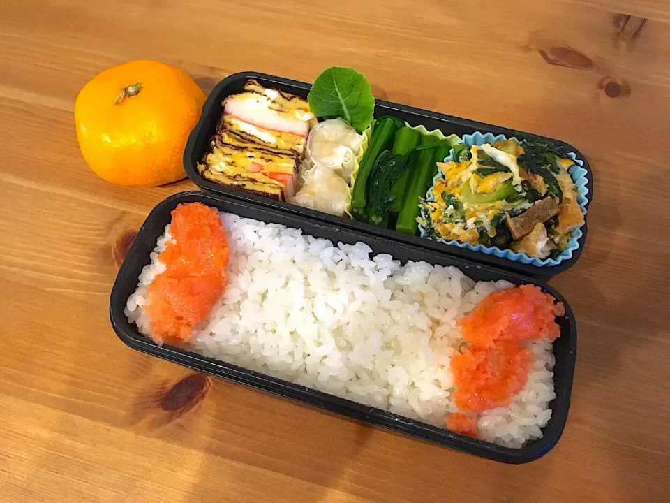 Snapdishの料理写真:春菊とお揚げの卵とじ弁当|Emi Mikadoさん