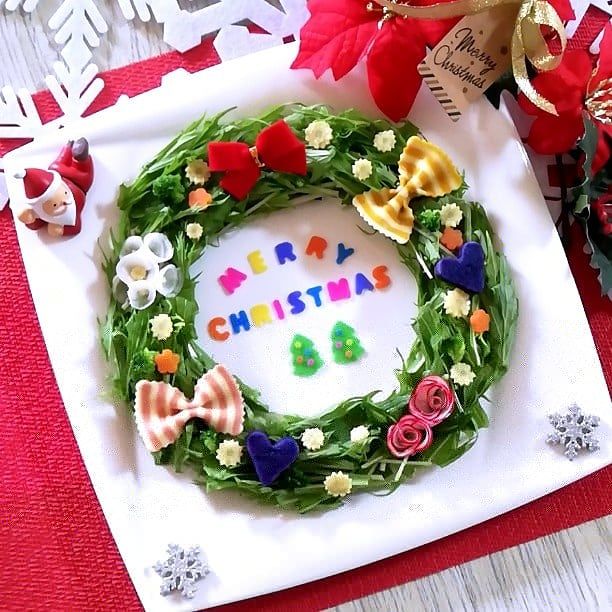 リースサラダ クリスマス料理パーティメニュー野菜サラダワンプレート Kinococo Snapdish スナップディッシュ Id Rkb9pa