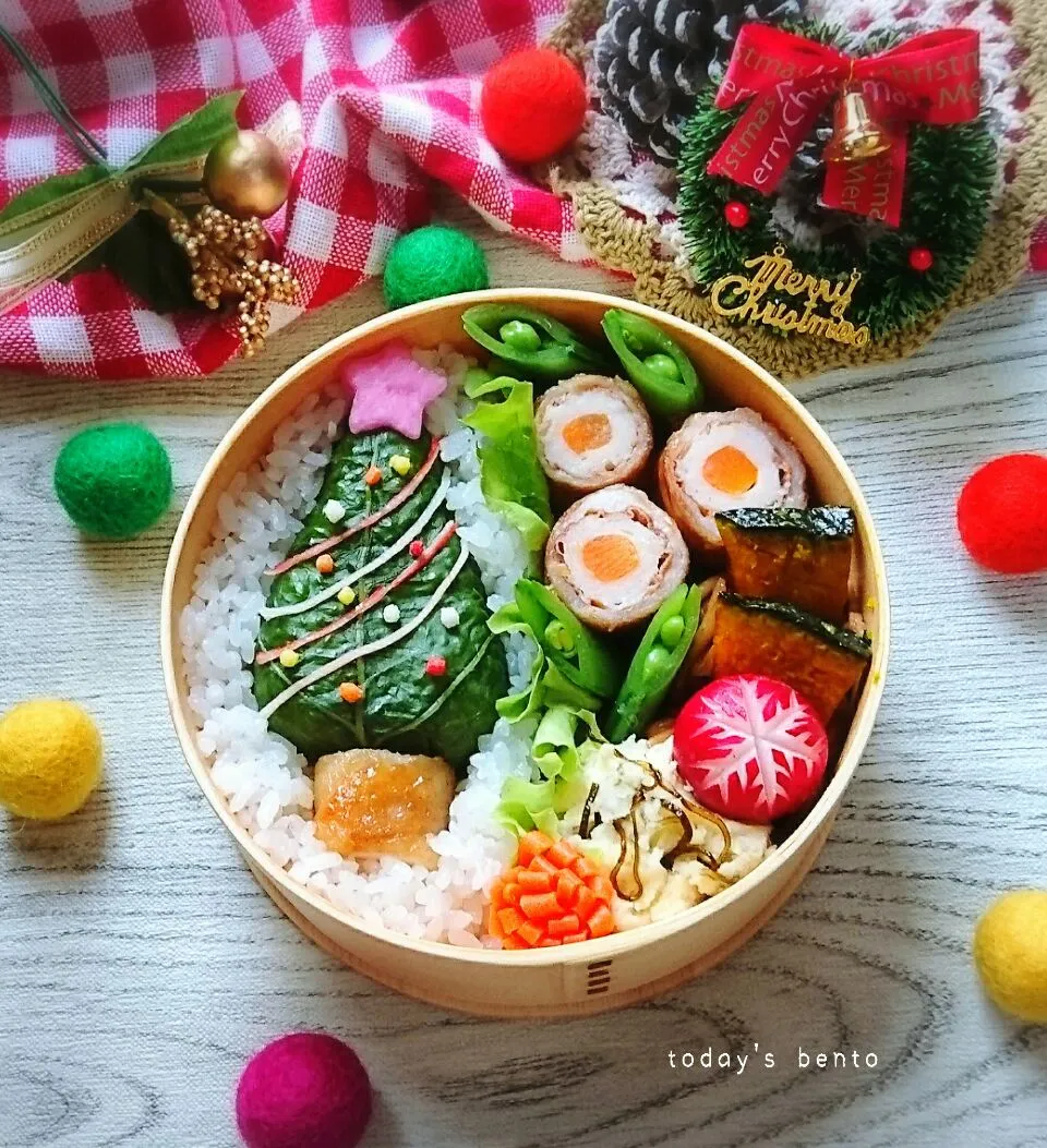 野沢菜漬けでツリー弁当🎄|erinko0205さん