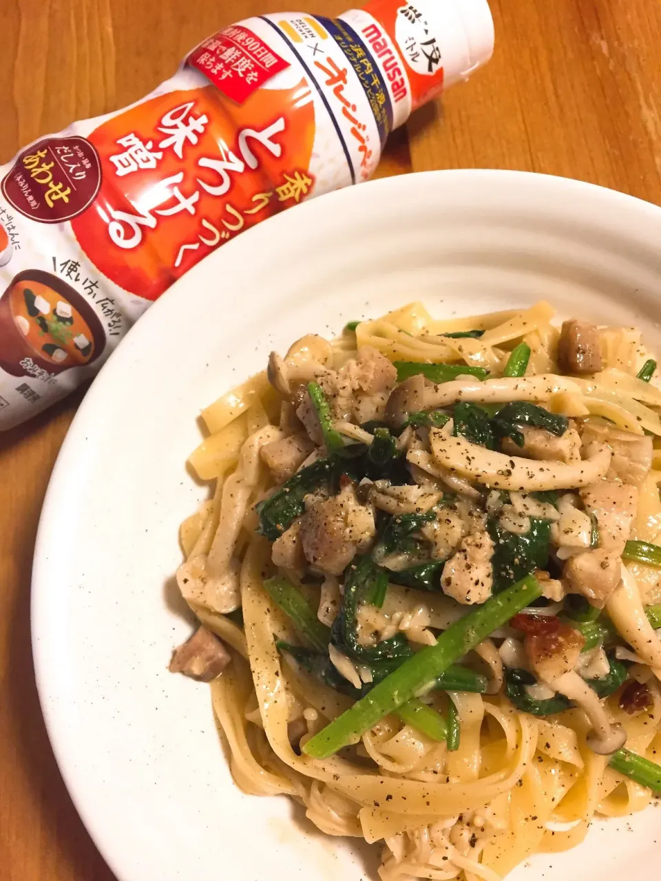 思いつきパスタ🍝マルサンアイ『香りつづくとろける味噌』で味噌バターのフェットチーネ作ったよ😋|NOMU'S キッチン🍳さん