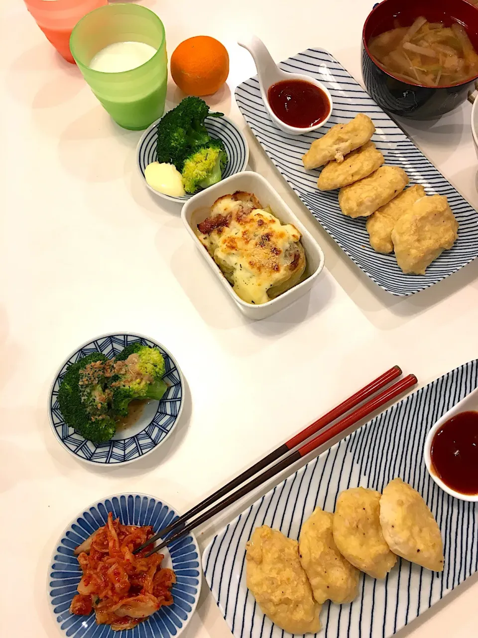 Snapdishの料理写真:キッズ&ママ飯 ササミと豆腐のナゲットなど|R＊ko@月曜断食中さん