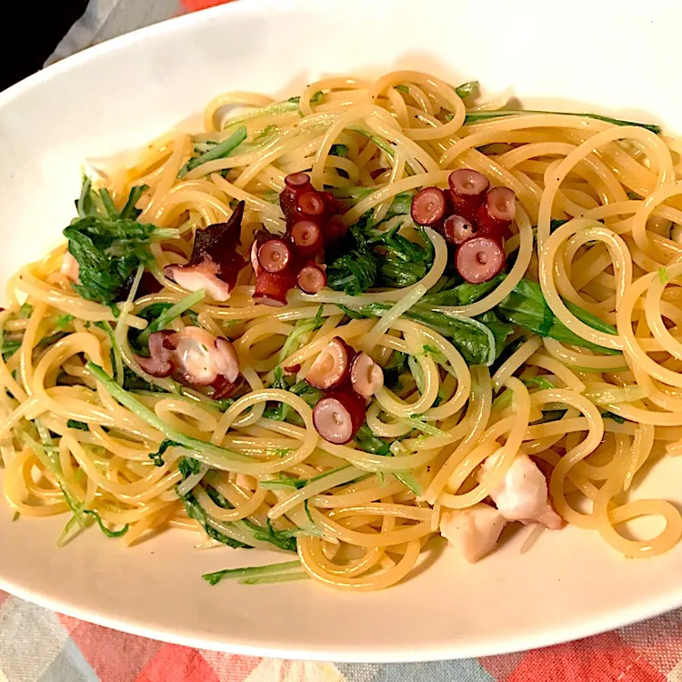 タコと水菜のパスタ🍝🐙|純さん