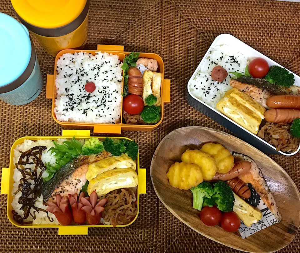 #中1女子弁当  #高校生男子弁当  #父ちゃん弁当 #お家でお昼ごはん #鮭バジル|よちこさん