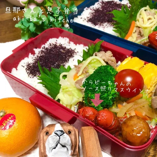 Snapdishの料理写真:旦那さんと息子弁当12/13|アキーバさん