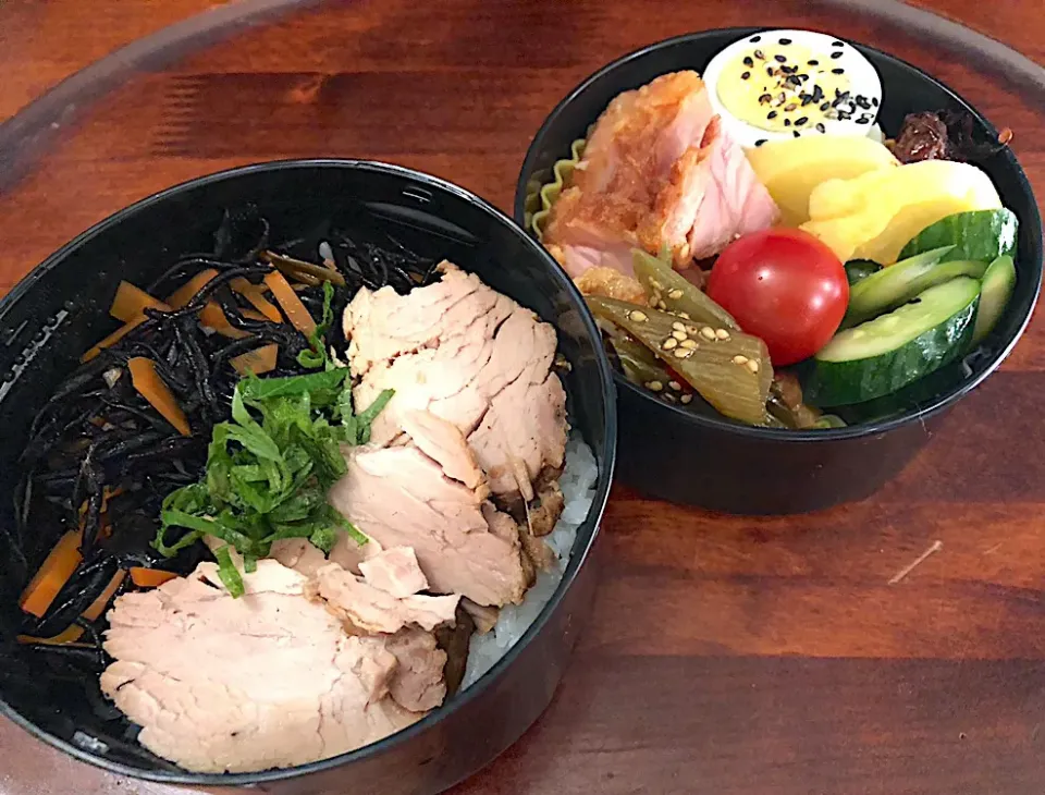 本日もお弁当🍱チャーシュー弁当🍱唐揚げ🌰フキきんぴら🥬きゅうり浅漬け🥒ゆで卵🥚 #息子弁当  #サーモスランチジャー #チャーシュー #ひじきの煮物  #唐揚げ  #ゆで卵  #フキのきんぴら #杏漬け#電気圧力鍋#札幌 #中島公園|Yukie  Toriseさん