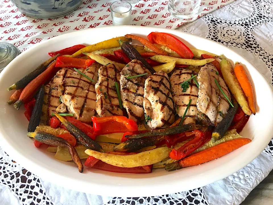 Grilled Chicken & Veggies  #grilledchicken #grilledveggies|🌺IAnneさん