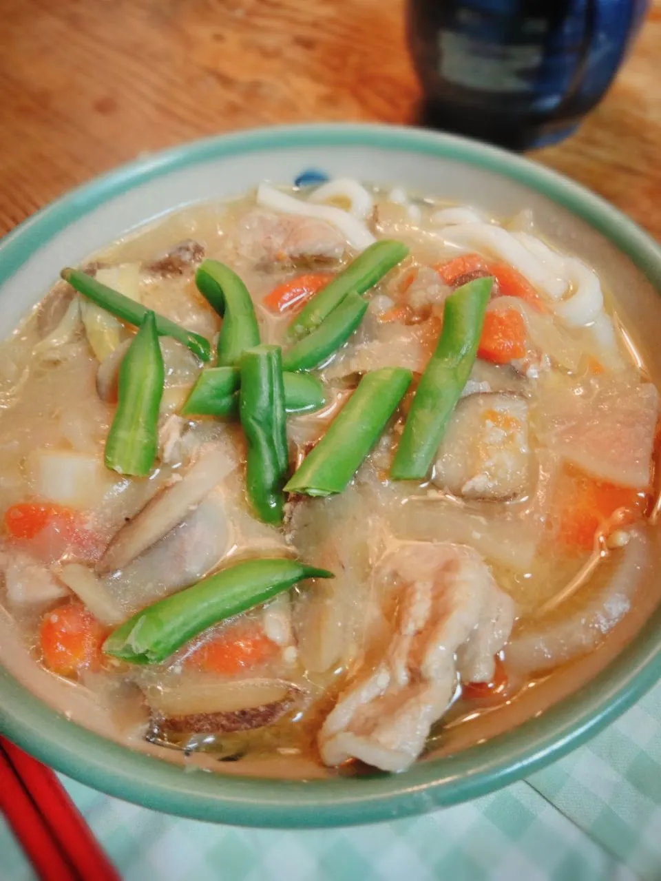 Snapdishの料理写真:風邪引きの夕飯
・昨日の豚汁でけんちんうどん風|akiさん