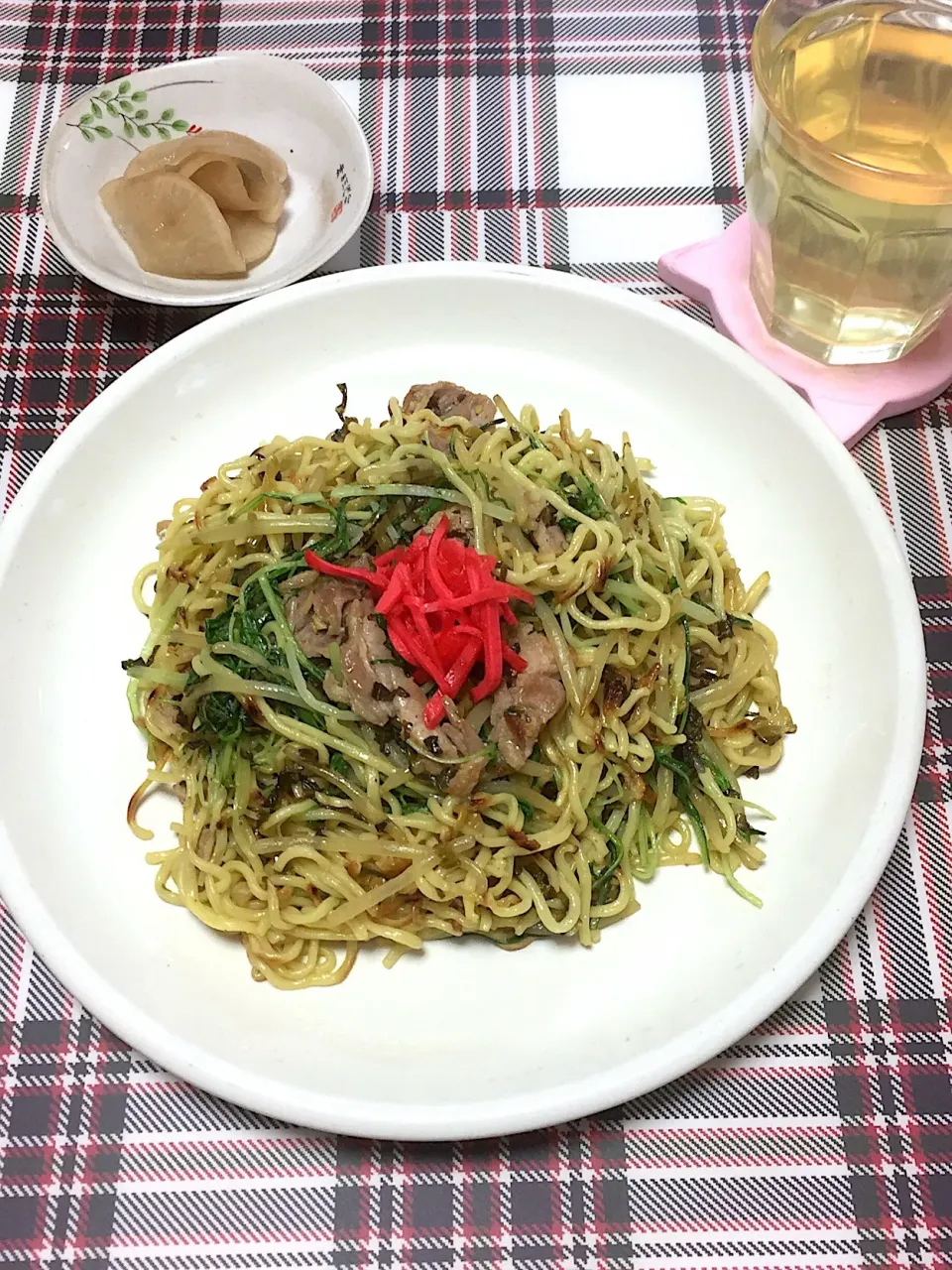 水菜と高菜の塩焼きそば|まみっこさん