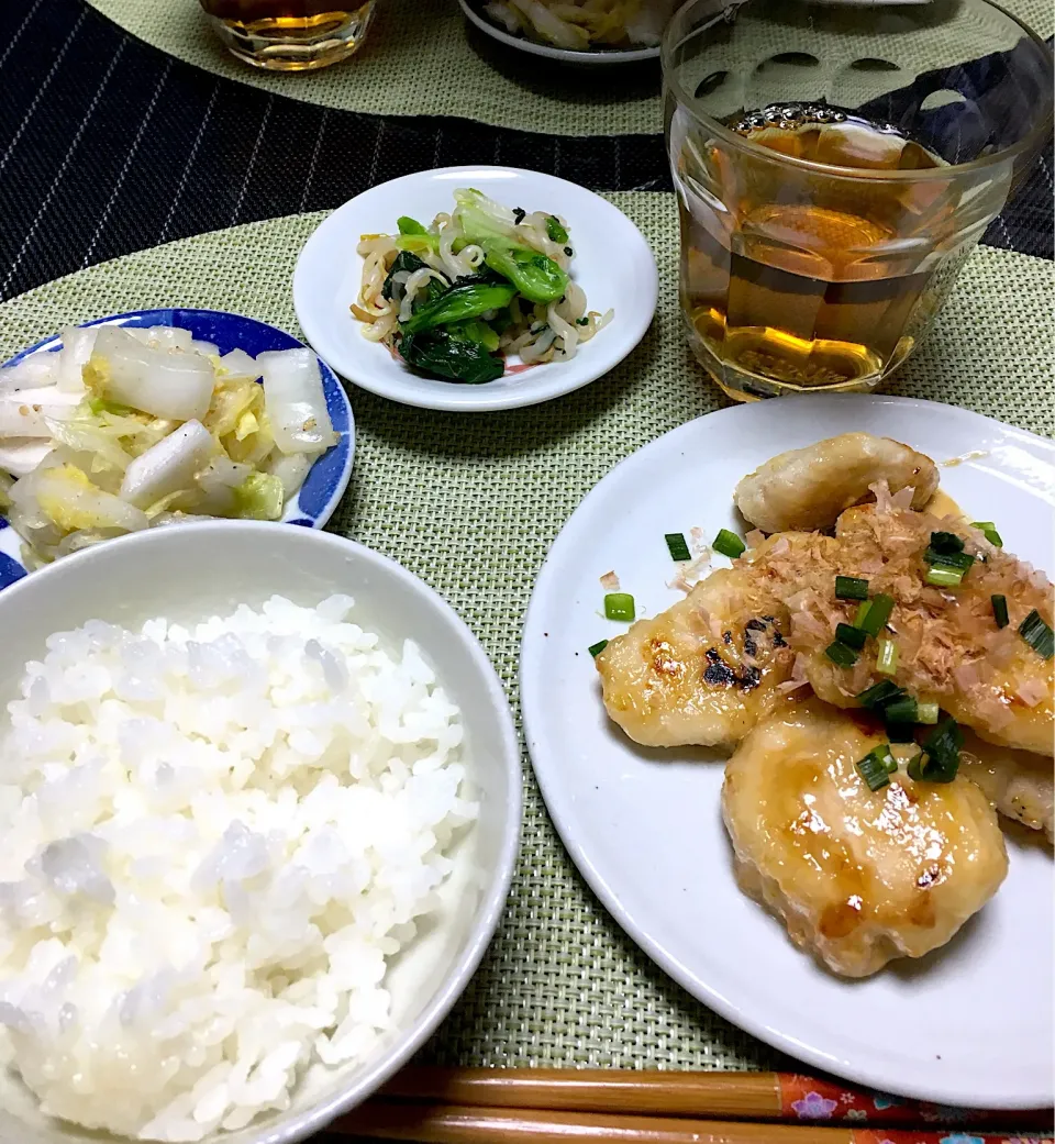 ・鶏胸肉と鰹節のマヨポン和え
・白菜とかぶのごま酢和え 
・小松菜ともやしのおひたし|ちぐあささん