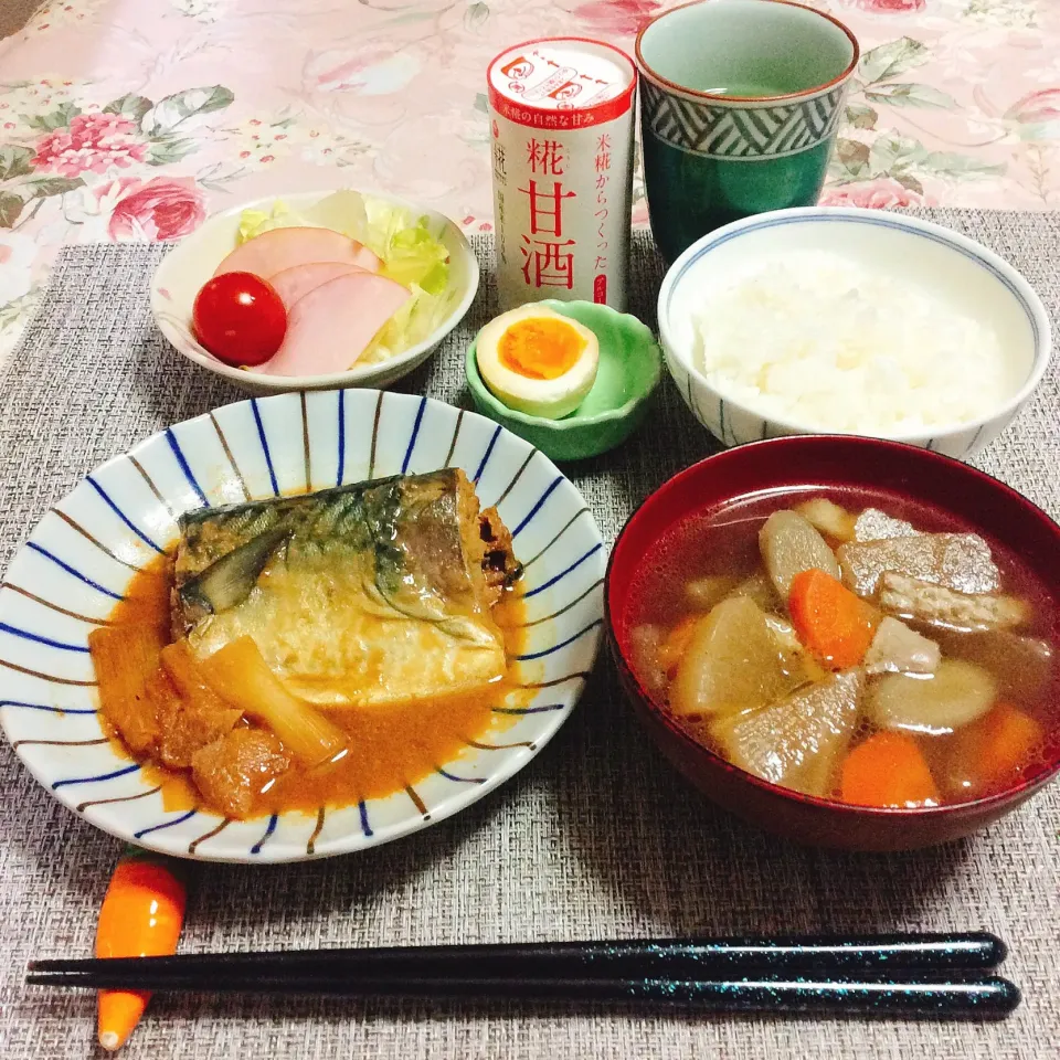 鯖の味噌 #甘酒煮 で和定食な朝ごはん❤︎|夢ーテルさん