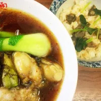 牡蠣醤油ラーメン（牡蠣増し）+牡蠣ご飯|がっし〜さん