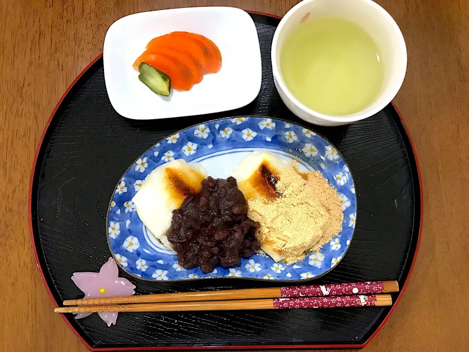 深夜メシ 餡子ときな粉餅|ゆうかさんさん