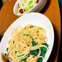 きのことほうれん草とベーコンのクリームパスタ|はるさん