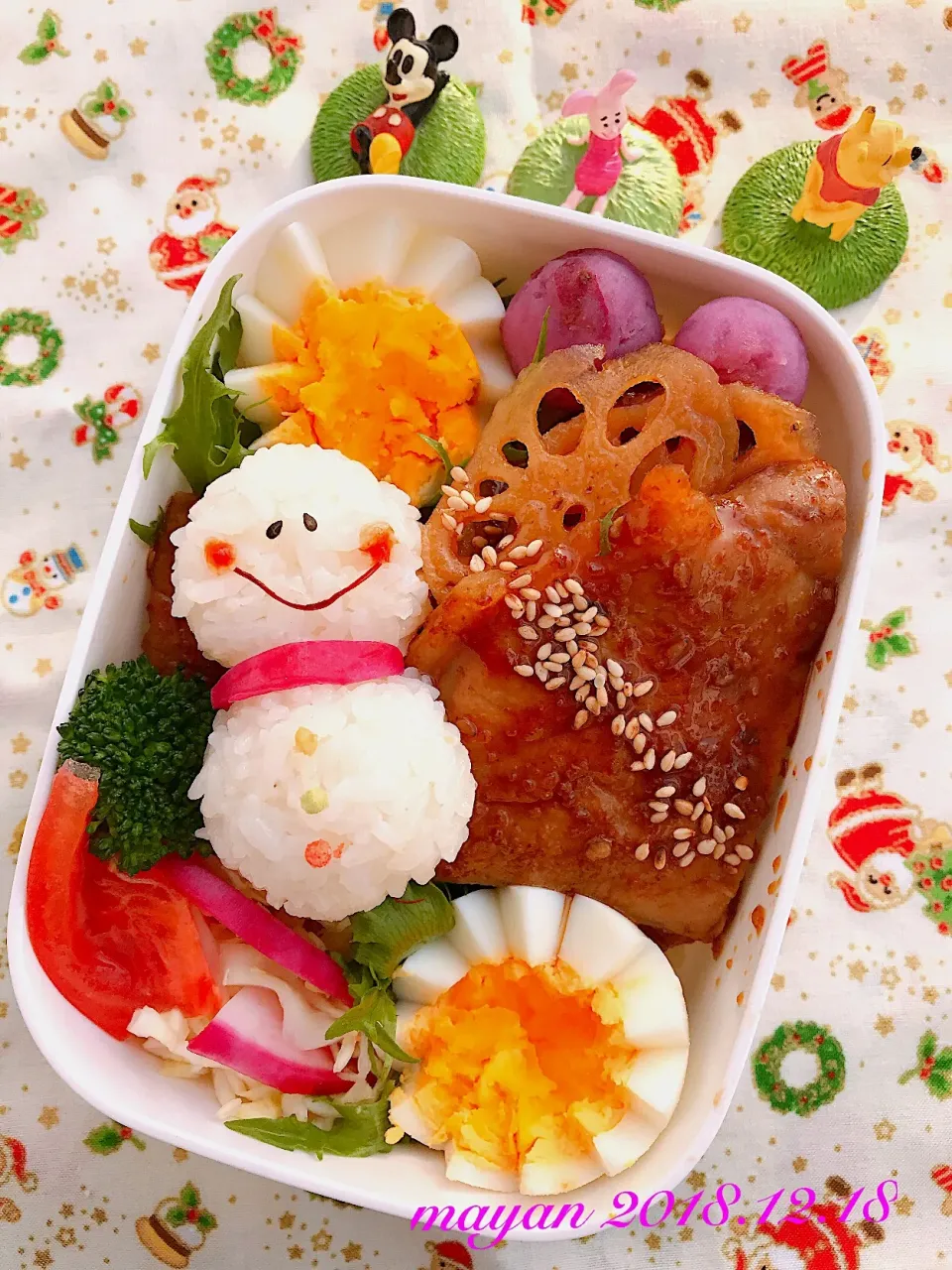 雪だるまのっけお弁当🍱|まやさん