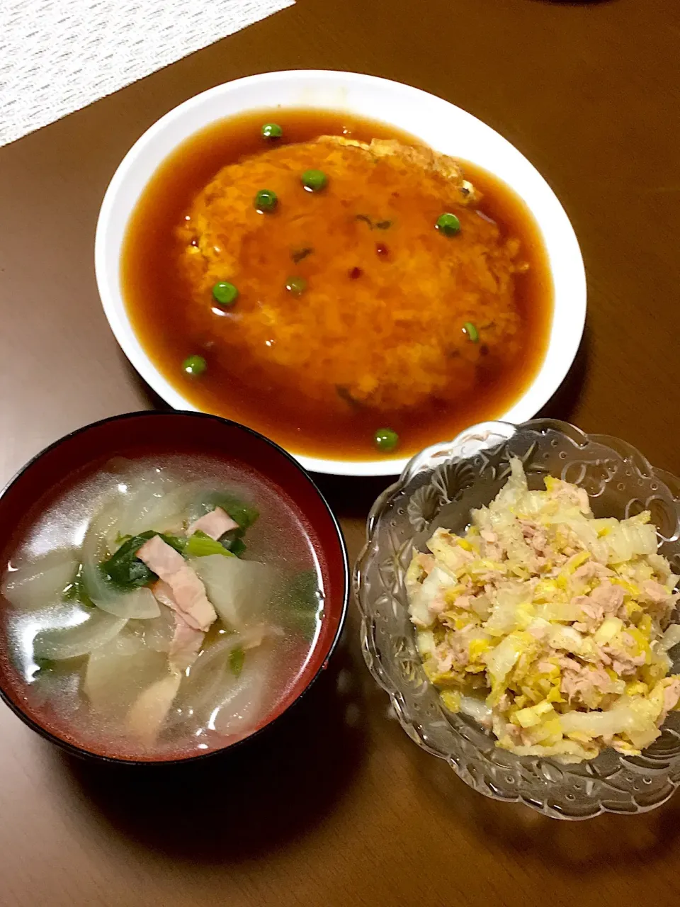 かに玉♪白菜とツナの和え物♪蕪のスープ♪|ちぃさん