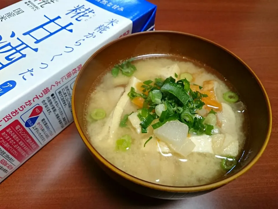 Snapdishの料理写真:☆今日の晩ごはん☆  マルコメさんの糀甘酒入り豚汁|hamamaさん