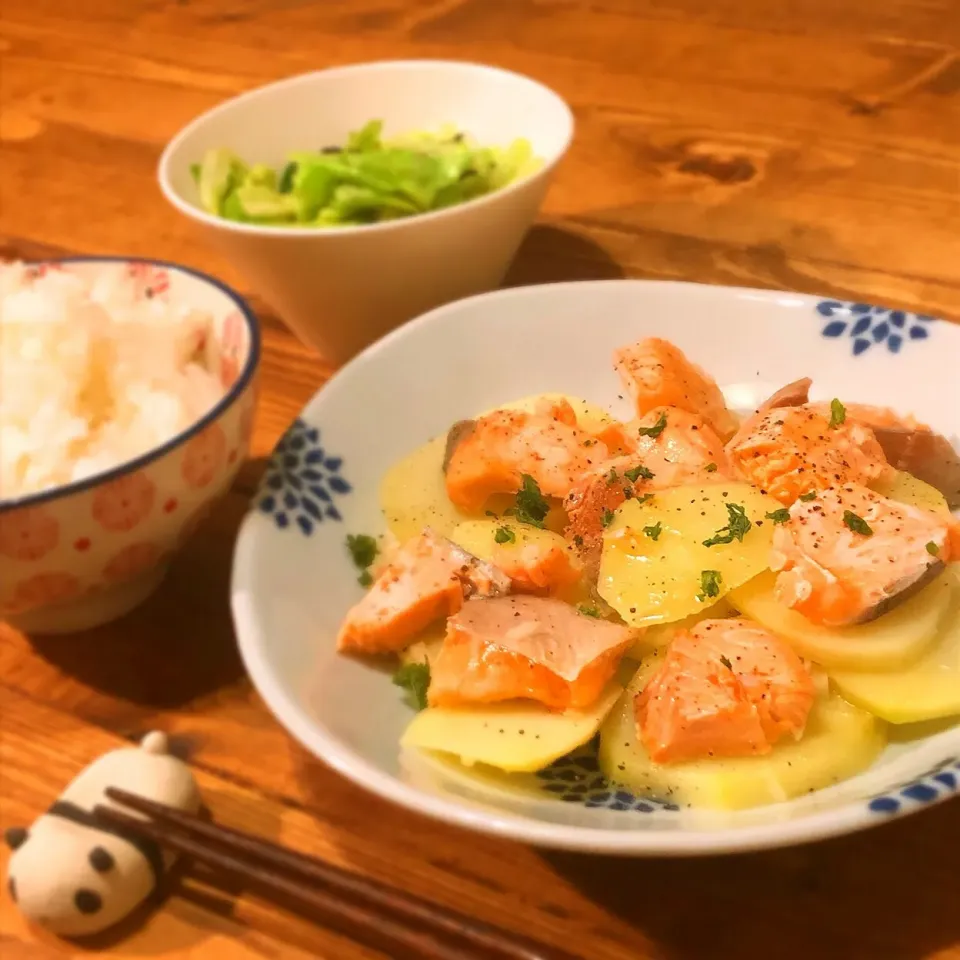 鮭とじゃがいもの塩バター|もなかさん