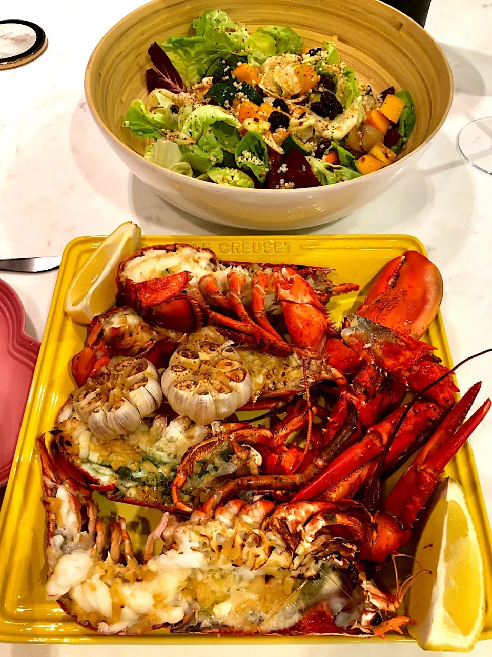 Grilled lobster with honey, garlic and white wine sauce .|Aunty Gさん