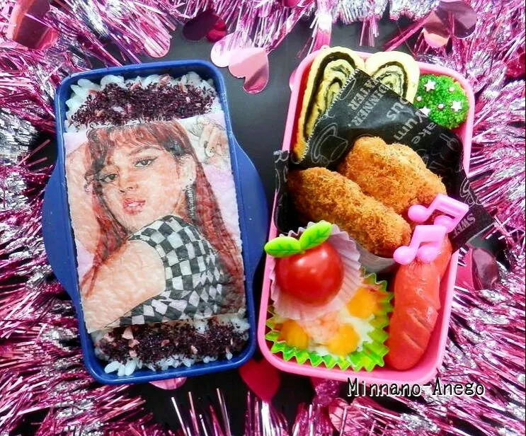 Snapdishの料理写真:BLACKPINK『リサ』弁当
 #オブラートアート
 #オブアート
 #似顔絵弁当|みんなのあねごさん