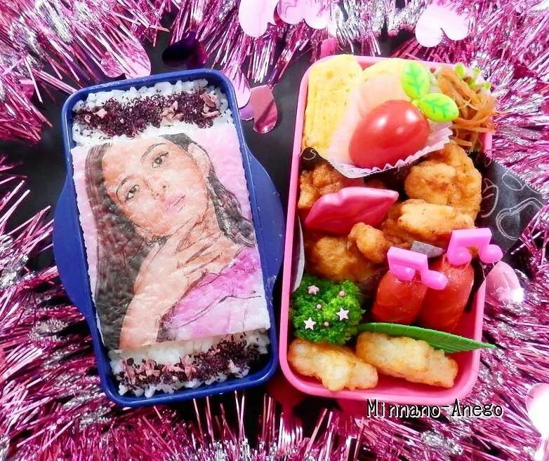 Snapdishの料理写真:BLACKPINK『ジス』弁当
 #オブラートアート
 #オブアート
 #似顔絵弁当|みんなのあねごさん