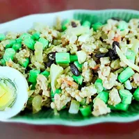 Snapdishの料理写真:Tangy Dry Minced Pork Curry with Black and Green Beans. #boiled egg garnished|🌼 Pooja's Kitchenette 🌼さん