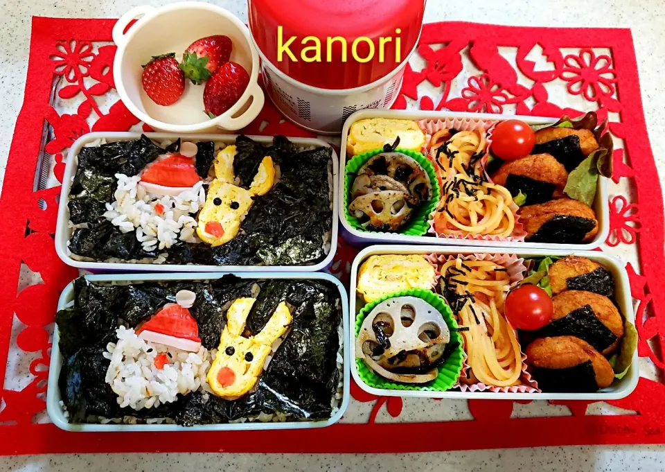 #サンタクロース海苔弁当～姉妹バレーボール～|かのりさん