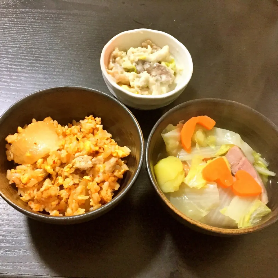 キムチ炒飯、ポトフ、白菜のクリーム煮|たこやきさん