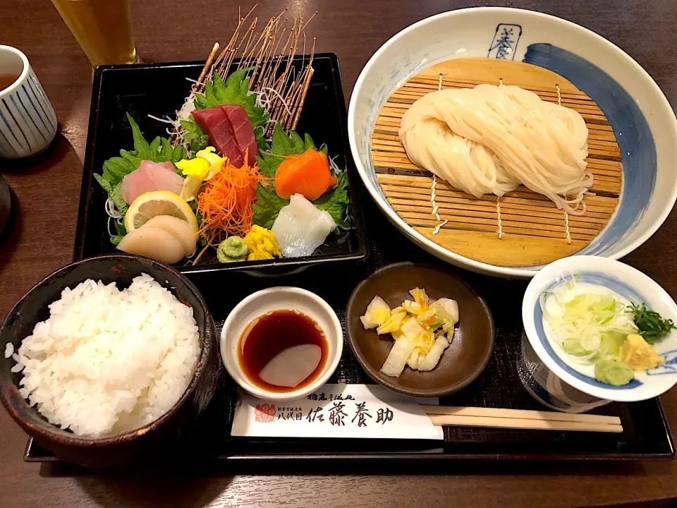 日本海(御造りと御飯と稲庭うどんのセット)|しのぶさん