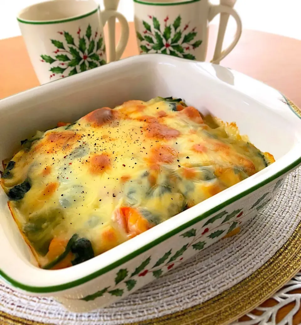 朝ごはんを食べよう🎄低糖質麺を使ったパスタグラタンで朝ごはん|あしゃぱんさん