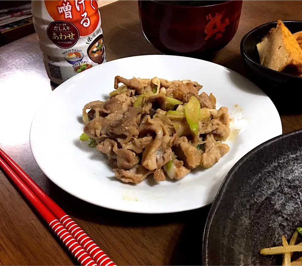 豚こまとネギの味噌炒め|あっつさん