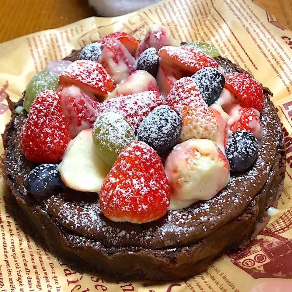 777投稿目🙌🏻💓ダブルチョコレートのチーズケーキ🍓🍓🍓 クリスマス🎄🎄🎄|かよっぺさん