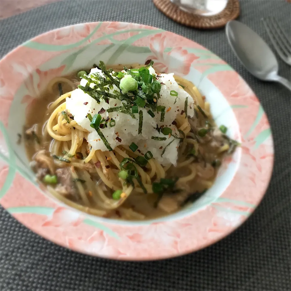 さば水煮缶の和風スパゲッティ🍝|𓇼 Ⓢ Ⓗ Ⓘ Ⓝ Ⓞ Ⓑ Ⓤ 𓇼さん