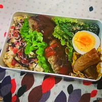 ハンバーグのお弁当 豚バラを刻んで混ぜ込むレシピにしてみた|ハシオさん