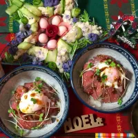 Snapdishの料理写真:メリークリスマス🎄🎅🎁ドド〰ンとローストビーフ丼🍽