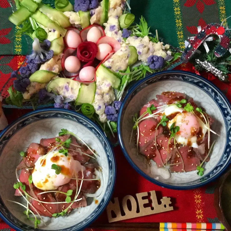 メリークリスマス🎄🎅🎁ドド〰ンとローストビーフ丼🍽|noeさん